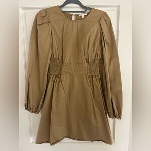 Tan Dress with Button Detail